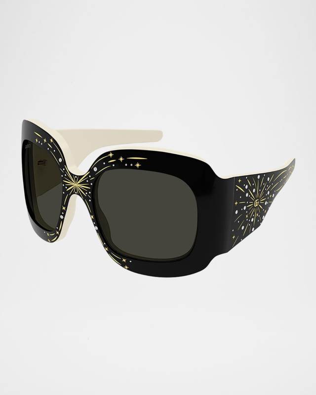 Star Crystal Acetate Wrap Butterfly Sunglasses